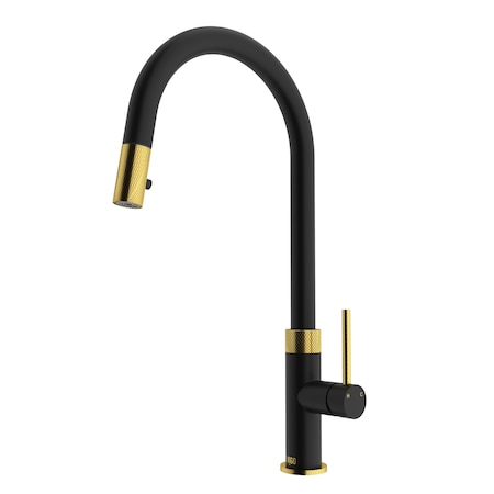 Vigo Bristol Single Handle Pull-Down Sprayer Kitchen Faucet in Matte Brushed Gold and Matte Black VG02033MGMB