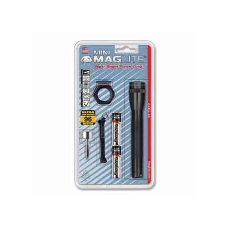 Mag-Lite Mini Maglite AA Flashlight, 2 AA, 14 Lumens, Black, Combo Pack 459-M2A01C