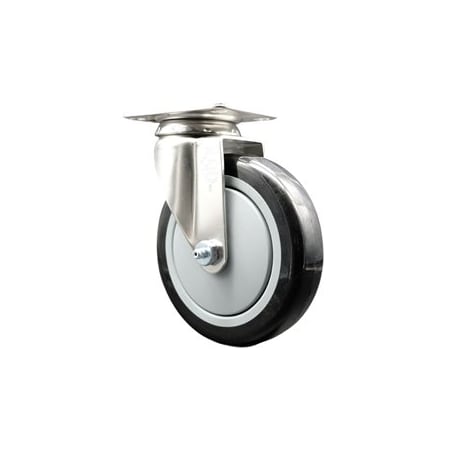 Service Caster 5 Inch 316SS Black Polyurethane Wheel Swivel Top Plate Caster SCC-SS31620S514-PPUB-BLK