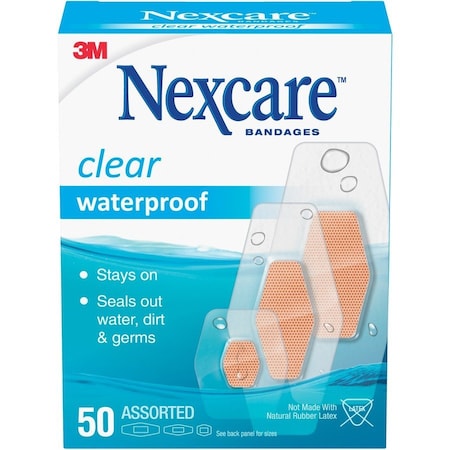 Nexcare Waterproof Bandages, No Color, 50PK MMM43250