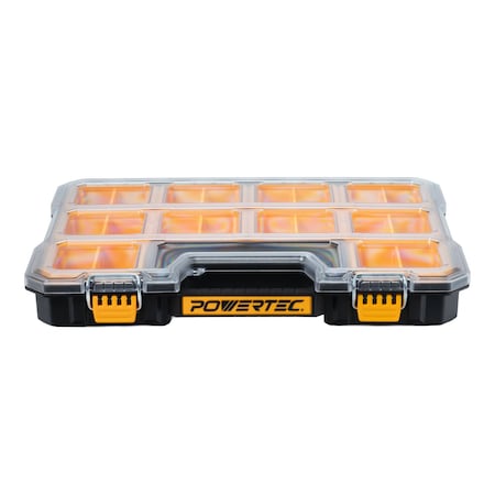 Powertec Small Parts Tool Box 1PK - 20 Compartments, IP65 Water, Stackable & Interlocking, Removable 72366