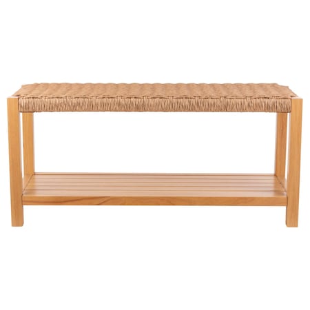 Alaterre Furniture Newport 40in Wood Storage Bench with Handcrafted Woven Rope Seat, Natural ANNP0520