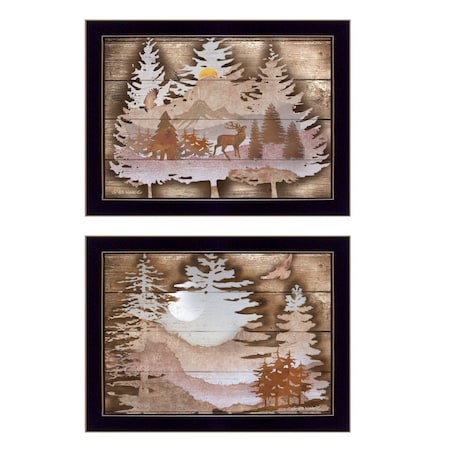 Homeroots Set Of Two Great Outdoors 3 Black Framed Print Wall Art, 2PK 407192
