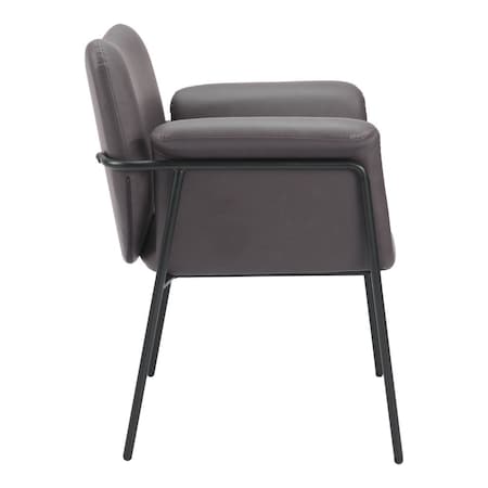 Homeroots 31" Brown And Black Faux Leather And Faux Leather Arm Chair 564975