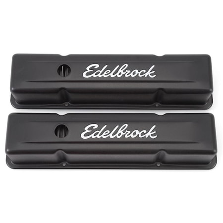 Edelbrock 4643 SBC Signature Series Valve Cover Kit, Black EDE4643
