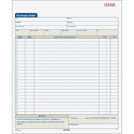 Tops Business Forms TOPS, Purchase Order Book, 8 3/8 X 10 3/16, Three-Part Carbonless, 50PK 46147