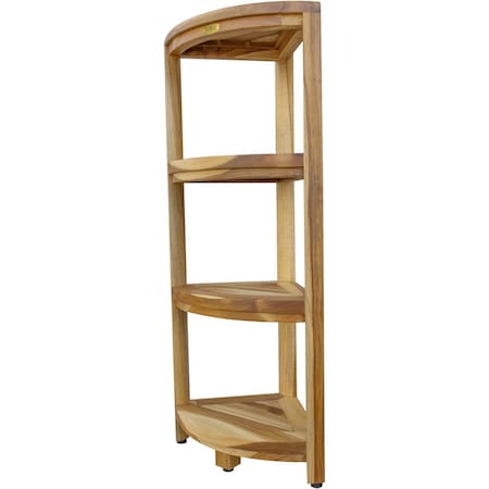 Homeroots 38in Natural Solid Teak Wood Freestanding Corner Shelving Unit 376735