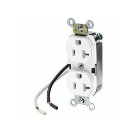 Leviton Leaded Dup 20A 125V Self-Gr Wht 5340-CW