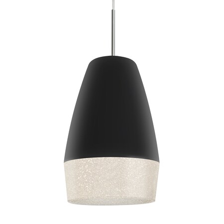 Besa Lighting Besa Abu 12 Pendant, Black/Glitter, Satin Nickel Finish, 1x 60W MAX E26 Base 1JT-ABU12BK-SN