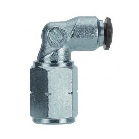 Usa Industrials Push to Connect Tube Fitting, Nickel Plated Brass w/ Plastic Release Ring, Female Elbow ZUSA-TF-PTC-NPBR-134