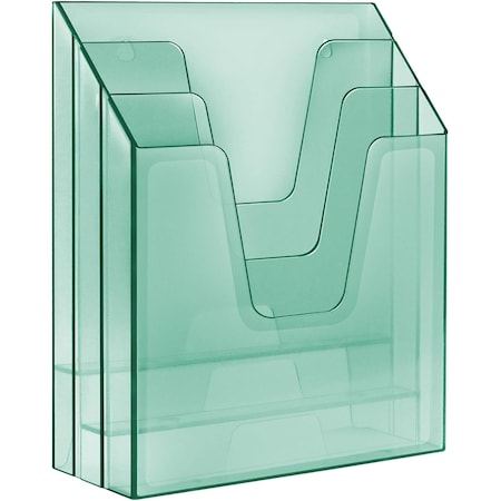 Acrimet Vertical Triple File Folder Holder Organizer, File Sorter (Plastic), Clear Green 864.3