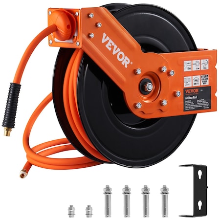 Vevor Retractable Air Hose Reel 3/8 IN x 100FT Rubber Air Hose Reel Max 300 PSI NT-A30