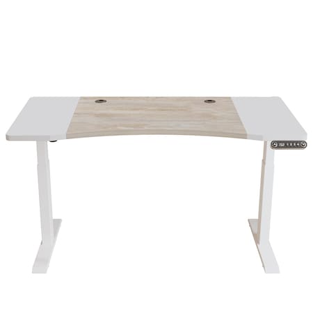 Homeroots 63" Adjustable Brown and White Standing Desk 528674