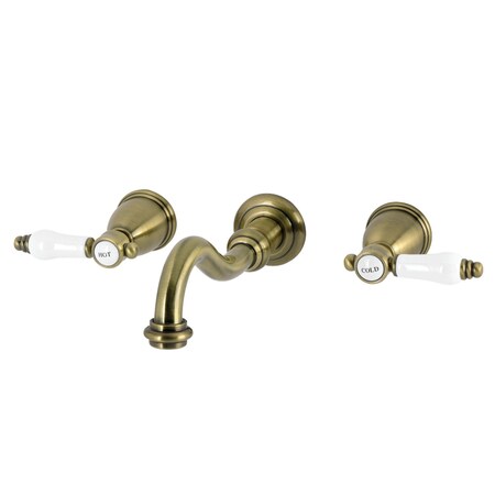 Kingston Brass Two-Handle Wall Mount Tub Faucet, Antique Brass KS3023BPL