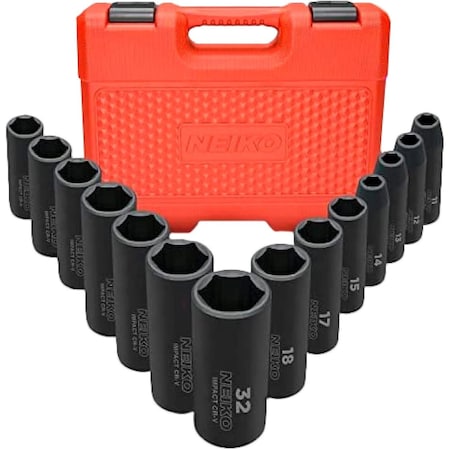 Neiko 1/2'' Dr. Deep Impact Socket Set, Metric 02475A