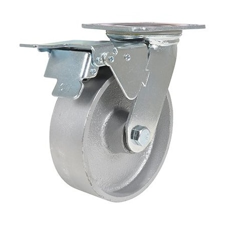 Vestil Cast Iron/Steel Swivel With Total Brake Caster 6 In. Diameter x 2 In. Width 1540 lb Silver CST-VE-6X2CI-SWTB