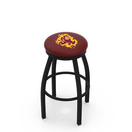 Holland Bar Stool Co 36" Blk Wrinkle Arizona State Swivel Bar Stool, Accent Ring, Sparky Logo L8B2B36ArizSt-S