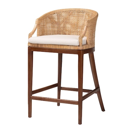 Bali & Pari Lumajang Bohemian Light Honey Rattan and Wood Bar Stool 251-13762-ZORO
