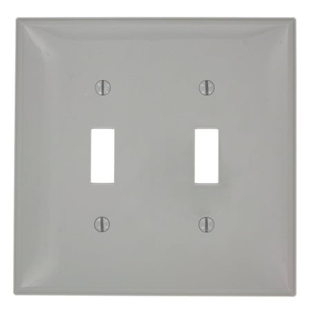 Leviton Switch Wallplate, Midway Size, Gang 2, Gray PJ2-GY