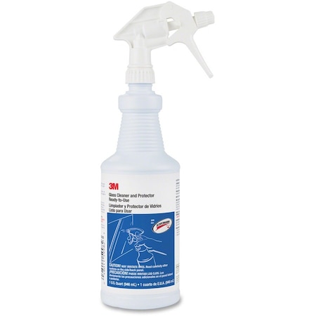 3M Liquid Glass Cleaner, 1 qt., Clear Blue, Unscented, Trigger Spray Bottle, 12 PK 59982
