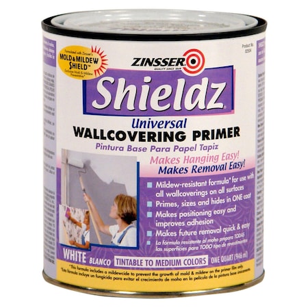 Zinsser ShieldZ Universal Wallcovering Primer, White, 1 Quart 2504