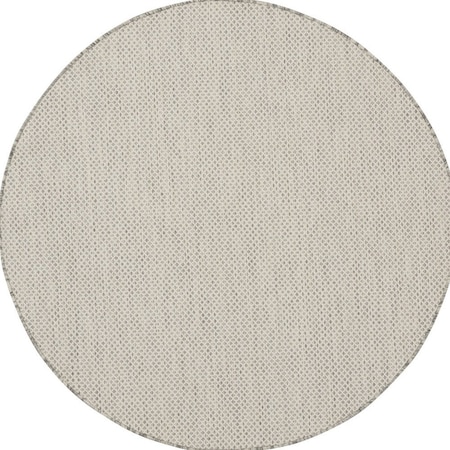 Homeroots 4' Ivory And Silver Round Geometric Indoor Outdoor Area Rug 573853
