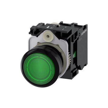 Siemens Illuminated pushbutton, 22 mm, round, plastic, green, pushbutton 3SU1102-0AB40-1BA0-ZY10