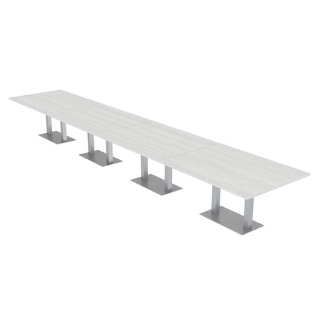 Skutchi Designs Rectangle Conference Table With Power Unit, 48 in W, 240 in L, White HAR-REC-48X240-DOU-WA7976-NA