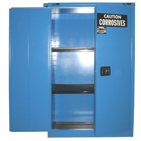 Securall Acid/Corrosive Storage Cabinet, 45 Gallon, 2 Shelves, 43 in W x 67 in H x 18 in D, Blue C345