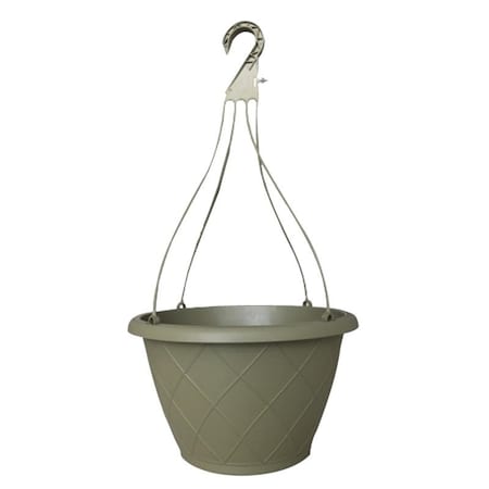 Southern Patio Weave Hanging Basket, Poly Resin, Olive Green HH1224OG