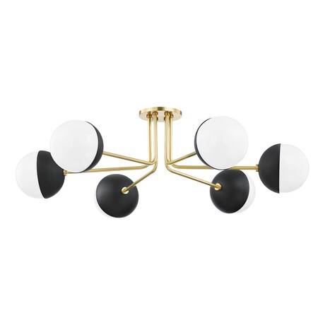 Mitzi Renee 6 Light Semi Flush 6.5 In. Aged Brass/Black H344606-AGB/BK