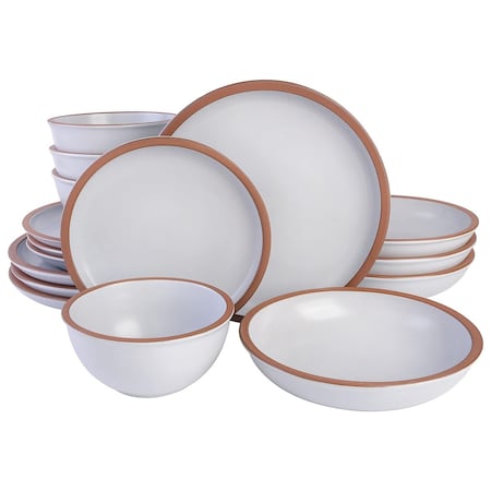 Soho Lounge Lagos 16 Piece Terracotta Double Bowl Dinnerware Set in Solid Matte White 750120317M
