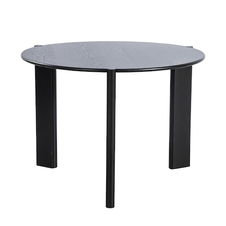 Homeroots 42" Black Solid Wood Mirrored Double Pedestal Base Round Top Dining Table 712151