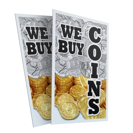 Signmission We Buy Coins Vertical, Plastic Signs Only 24 Inch x 36 Inch, Corrugated Plastic, 2PK CSB-2436-2PACK-We Buy Coins Vertical