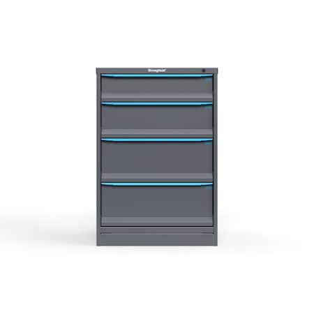 Strong Hold 4 drawer cabinet - (1x 6ft, 1x 8ft, 2x 10ft) - Blue accents - Keyed Different S3044-PPDAS-0402FS