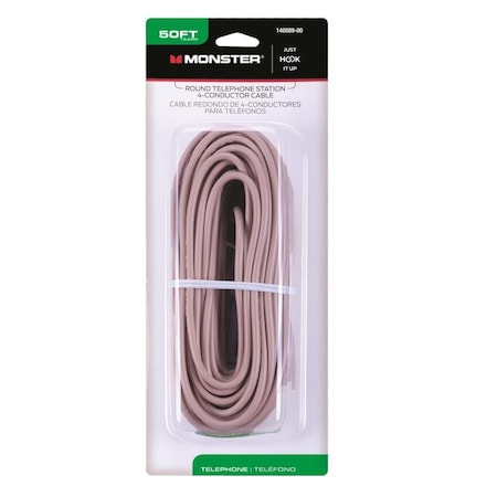 Monster Cable Just Hook It Up 50 ft. L Beige Telephone Station Wire 140089-00