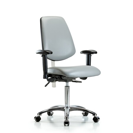 Blue Ridge Ergonomics Clean Room Chair Vin Med Ben Chair, Med, Bk, Dov, CL100, Adjustable Arms, 22" to 29" Height, Vinyl BR-NCR-VMBCH-MB-CR-T1-A1-NF-CC-8567