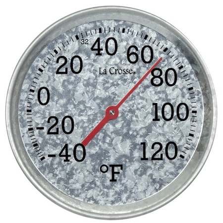 La Crosse Technology Thermometer, 8 in Dia x 185 in D Display, 40 to 120 deg F 104-2822