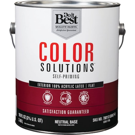 Do It Best Color Solutions 100% Acrylic Latex Self-Priming Flat Exterior House Paint Neutral Base 1 Gal. CS45T0705-16