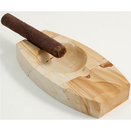 Bey Berk International Bey-Berk International  Natural Marble Two Cigar Oval Ashtray C306