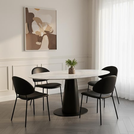 Manhattan Comfort Haven Metal Vegan Leather Side Chair in Black - Set of 4 DC1536-2