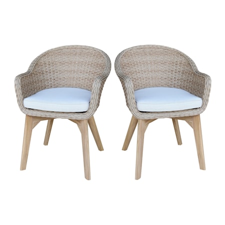 International Concepts Outdoor Set of Two Wicker Dining Chairs with Cusions ODC-431P