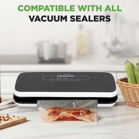 Nutrichef Vacuum Sealer Bags for Food 8 in x 50 ft & 11 in x 50' (2 Rolls, 100 ft Total) PRTPKVS16RL