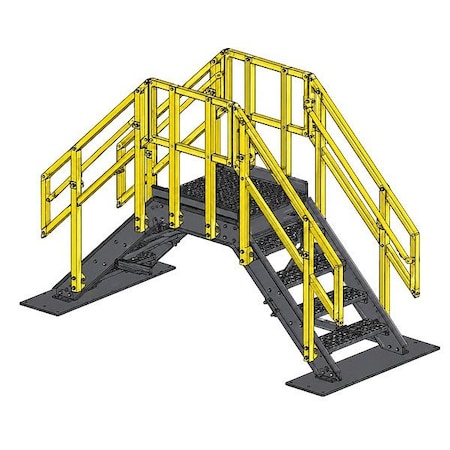 Fibergrate Crossover Bridge, 38 in Platform Ht, FRP Composite, 500 lb Load Capacity, 3 Steps 866129.01