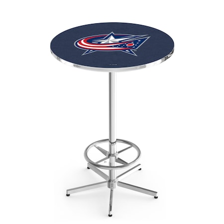 Holland Bar Stool Co 42" Chrome Columbus Blue Jackets Pub Table, 36" dia. Top L216C4236ColBlu