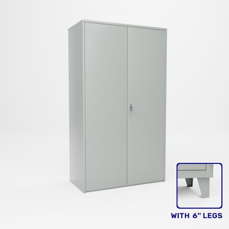 Pucel Heavy Duty Storage Cabinet with 6 in Legs & 4 Adjustable Shelves, 48 in W x 90 in H x 24 in D, Gray HDSC-4884-24-4L