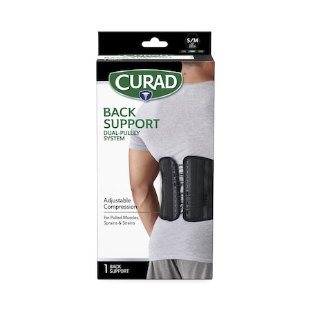 Medline CURAD Back Support with Dual-Pulley System, Size S/M, Retail Packaging, 4PK CURORT225SM