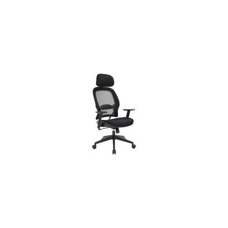Office Star Professional Air Grid Chair with Adjustable Headrest, Mesh Seat Material, 5-star Base, Black 55403
