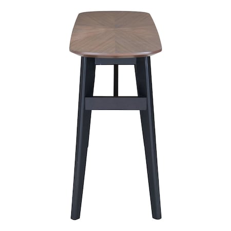 Homeroots 48" Espresso and Black Solid Wood Oval Console Table 668874