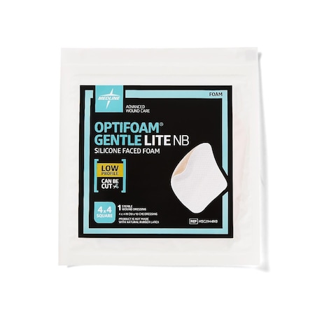 Medline Optifoam Gentle Lite Foam Dressing, 4in x 4in MSC2944NBH
